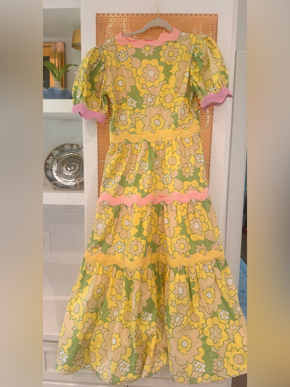 CeliaB Yellow & Pink Floral Tiered Puff Sleeve Dress - Picture 3 of 5